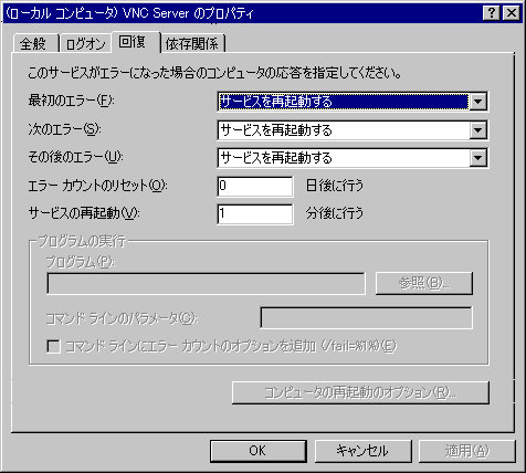 サービスのプロパティ